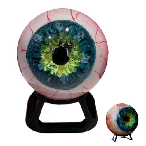 Hyper-Realistic Eye Decor Lifelike 3D Resin Creepy Eye Sculpture Ornament Scary Realistic Eyeball Ornament Unique Creepy Eyes Figurine Gift for Halloween Gothic Home (Blue)