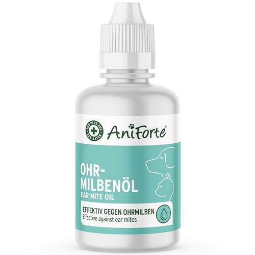 AniForte Ohrmilbenöl für Hunde, Katzen & Nagetiere 50ml – Ohrentropfen bei Juckreiz & Milben, Mittel bei Ohrmilben, Ohrenpflege & Ohrenreinigung