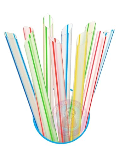 Pitillos Boba Clear con Raya de Color 8" x 1/2" miniatura 1