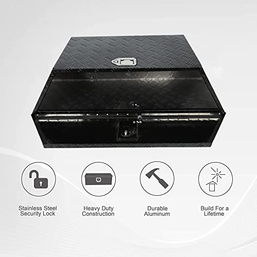 Vowagh 39"X16.5"X12" Black Heavy Duty Aluminum Pickup Truck Bed 5 Bar Tread Pattern Truck Tool Box, Under Truck Storage Trailer Tongue Box With Lock And Key For Truck, Rv Trailer, Atv #TOP4
