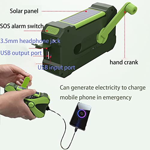 Opwindradio, 2022 Verbeterde Draagbare 10000mAh Zonne-radio Met AM FM, Noodhandslinger Dynamo Weerradio Met Zaklamp En Leeslampje, SOS-alarm En Hoofdtelefoonaansluiting - Image 5