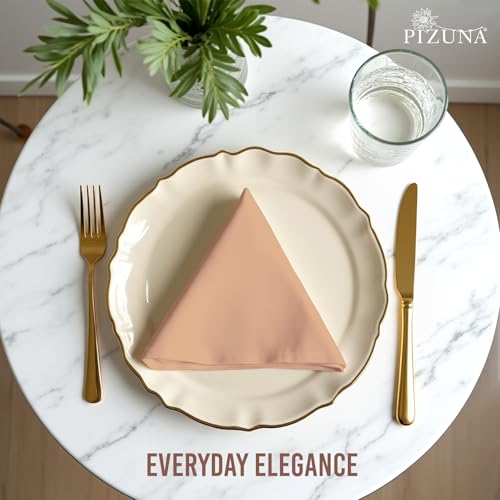 Image of Pizuna 100% Cotton Dinner Napkins 14x14 inch (Set of 8), 400 Thread Count Long Staple Cotton Sateen Weave Premium, Durable & Soft Table Napkins (Peach Napkins for Dining Table)
