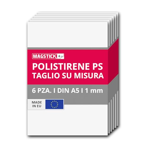 Juego de 6 planchas de poliestireno blanco I DIN A5 planchas de plástico duro PS en blanco I 14,8 x 21 cm I 1 mm de espesor I para modelismo arquitectura bricolaje I mag260