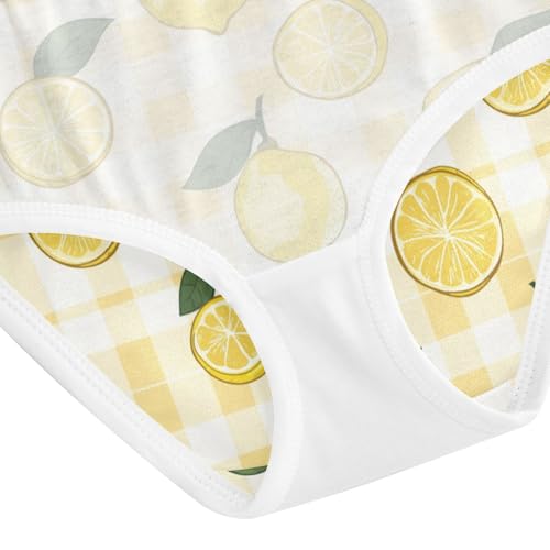 ZZKKO Lemon Yellow Buffalo Plaid Girls Underwear Toddler Panties for Girls Comfort Brief Size 2T-8Y4