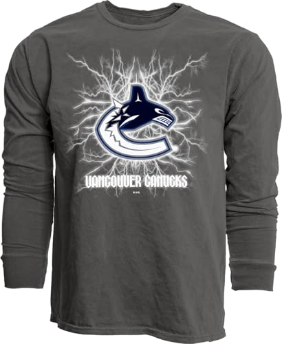 Vancouver Canucks NHL Officially Licensed Long Sleeve T-Shirt Ringspun Electric Black, Large