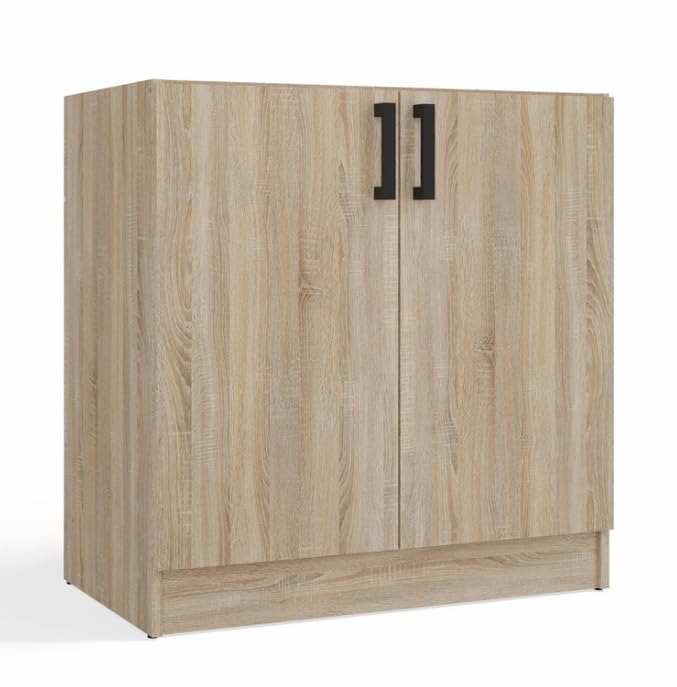 BDW Mueble bajo de Cocina Katia D 80, 80 x 45,5 x 82 cm, Roble Sonoma, 2 Puertas con balda, Mueble bajo para Fregadero