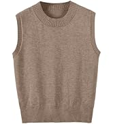jinghuiyue Women's Sweater Vest Crew Neck Sleeveless Pullover Sweater Classic Basic Solid Ribbed ...