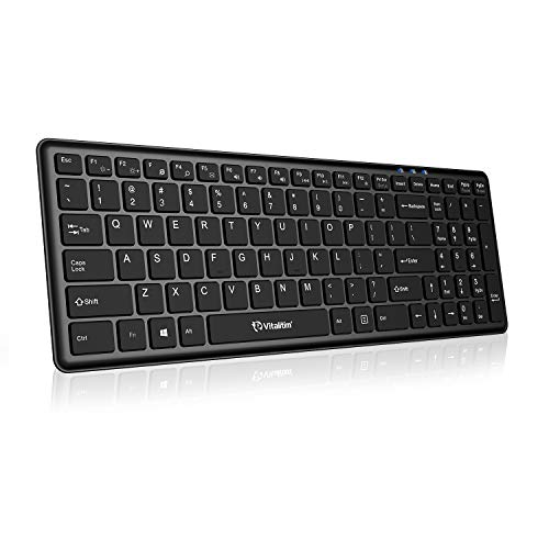 Super Cheap 🛒 Vitalitim Rechargeable Wireless Keyboard,Thin Ultra Slim Portable Laptop Keyboard with 2.4GHz Wireless Connection and Numeric Keypad Support Laptop Desktop PC Computer Black