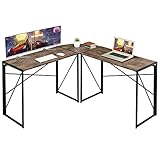 L Shaped Desk Folding Gaming Desk Corner Computer Desk Home Office Workstation PC Writing Table with...