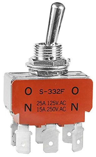 Nkk Switches Switch, Toggle, Dpdt, 25A, 125Vac - S332F