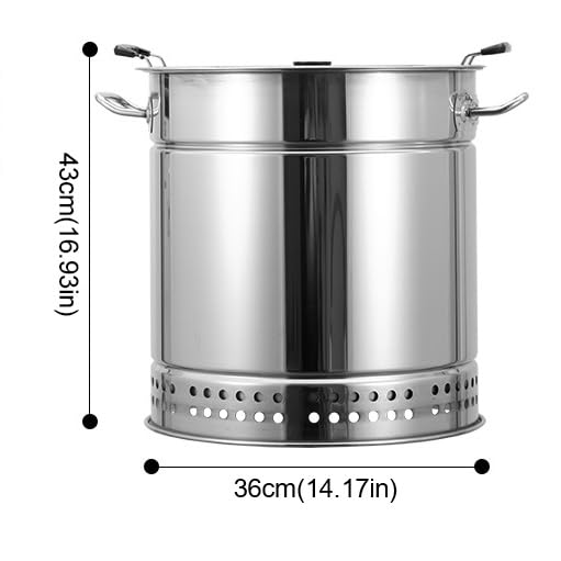 Grill na węgiel drzewny ze stali nierdzewnej – przenośny pionowy wędzarnia z 28 szpikulcami i akcesoriami, dookoła pieczenia 360°, średnica 39 cm