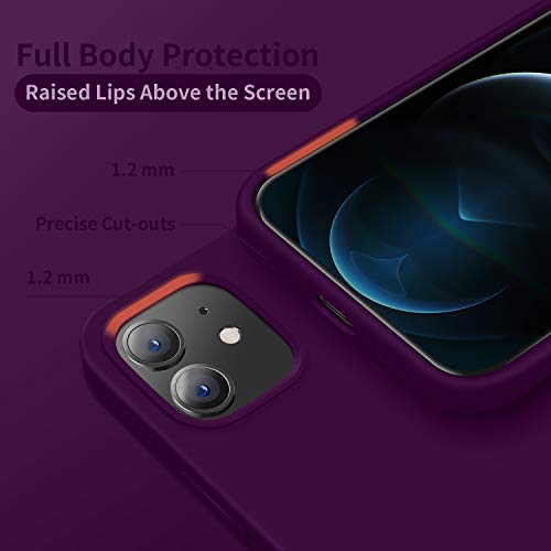 Cordking Designed for iPhone 12 Case, Designed for iPhone 12 Pro Case, Silicone Shockproof Phone Case with [Soft Anti-Scratch Microfiber Lining] 6.1 inch, Wine Red - Thumbnail 3