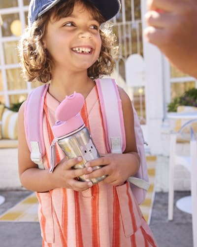 Image of Skip Hop Toddler Sippy Cup with Straw, BPA-Free, Holds 12 oz. Stainless Steel Straw Bottle, Besties Squad, Cat