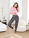 Bresdk Schlafanzug Damen Lang Pyjama Set Baumwolle Winter Langarm Schlafanzüge Kuschelig Hausanzug Rosa L
