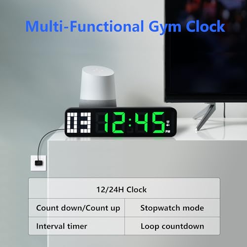 Gym Timer 15'' Large Wall Clocks for Home Gym, Interval Workout Countdown Clock Remote Control for Boxing Crossfit Fitness Tabata Home Gym Accessories - Image 6