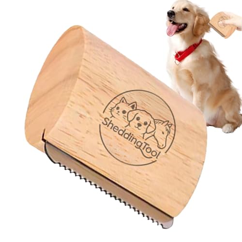 Spazzola ergonomica per gatti, pettine professionale in legno, 7 x 7 cm, elegante toelettatore con denti in metallo, strumento per la toelettatura in legno, pettine per animali domestici con design