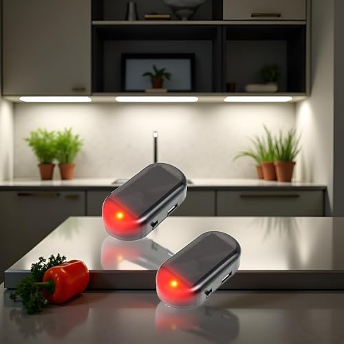 Image of 2Pcs Strobe Signal Security System,Universal Flash Warning LED Light,Alarm Car Simulation Lamp Power Fake Theft Solar Simulation Fake Anti-Theft Caution Antitheft Alarm Systems Interior Accessories