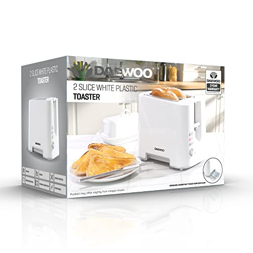 Daewoo 2 Slice Toaster – White, Compact, Variable Browning Control, Defrost, Reheat, Cancel Functions, Removable Crumb Tray, Ideal for Home, Student, Office Kitchens - Image 6