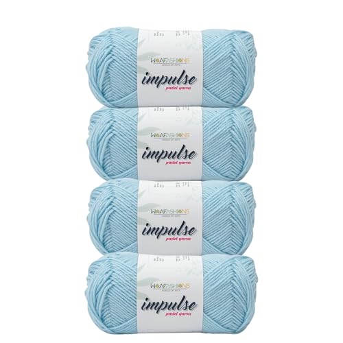 Image of Impulse Hand Knitting & Crochet Yarn, Premium Acrylic, 4 : Medium (Sky Blue) (4x100gms / 14.1oz)