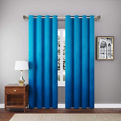Image of High Sofa Quality Velvet Solid Grommet Room Darkening Eyelet Door Curtains for Living Room (8 Feet, Turquoise Blue) - Set of 2 Pieces