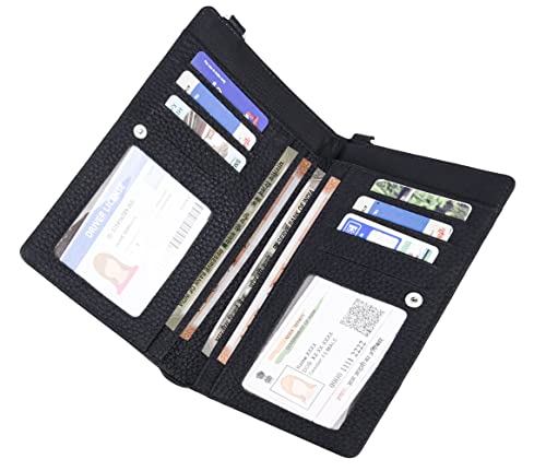 Image of URBAN FOREST Ruby Black Leather Sling Wallet for Women