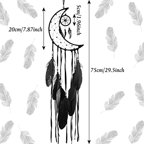 Jetec 3 Pcs Dream Catcher Moon Sun Star Design Handmade Traditional Craft Ornament Wall Art Hanging Home Decoration for Bedroom Room Decor Wedding Halloween Christmas Decorations Gift(Black) - Image 4