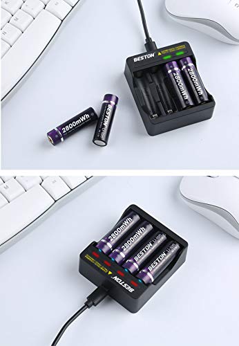 4 Pilhas Lithium Recarregáveis aa 2800mah Com Carregador Multilaser Para Casa ，Xbox One