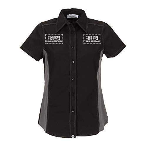 Chef Works Custom Embroidered Womens Universal Contrast Shirt, Blk Gry Mesh, M