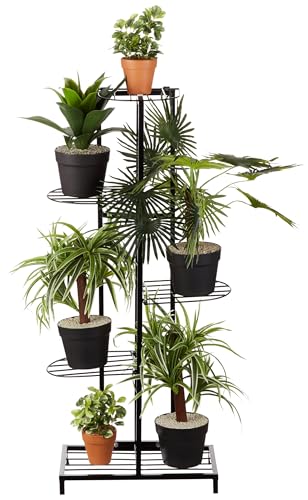 Amazon Brand - Solimo 6 Tier Metal Potted Flower Pot Stand (Black...