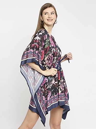 Image of CLOTH HAUS INDIA Womens Floral Printed Front Tie Kaftan Top