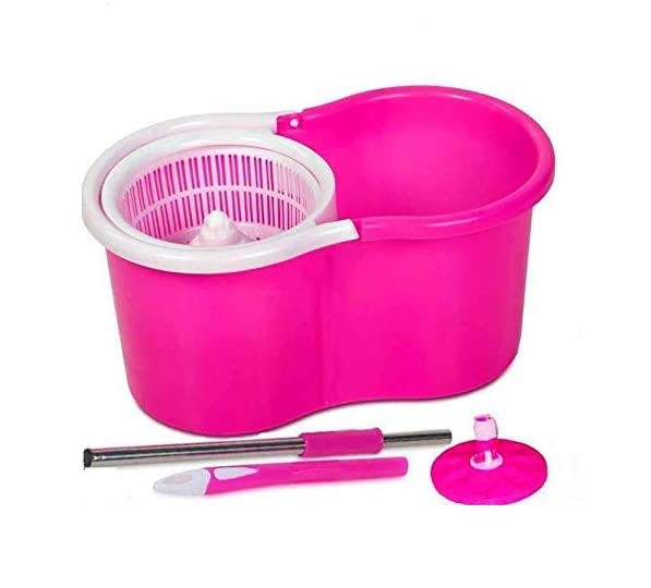 MAGICBUYS e-Quick Spin Mop, Bucket Floor Cleaning, Easy Wheels & Big Bucket, Floor Cleaning Mop with Bucket, pocha for Floor Cleaning, Mopping Set (Pink) (1213)