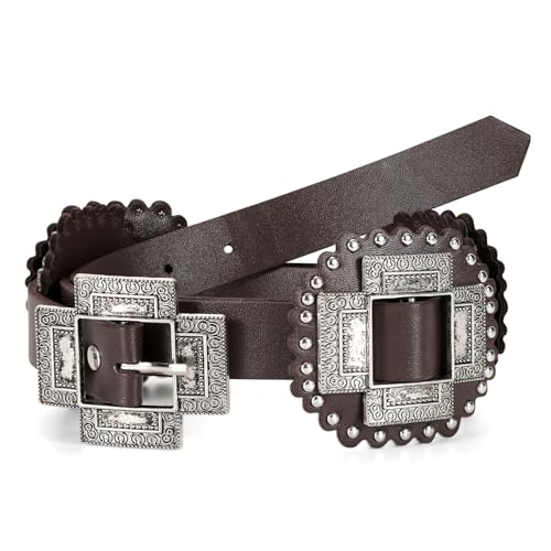 WERFORU Women Western Wide Belts Women Vintage Belt for Jeans Dresses Western Disc Waist Belts Boho Belt for Skirts