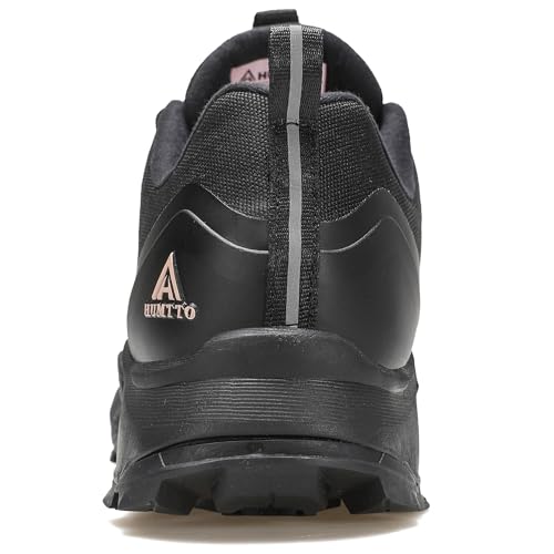 Image of HUMTTO Women's All-Terrain Waterproof Hiking Shoes Lightweight Breathable Outdoor Trail Shoes Trekking Sneakers 9.5 Black