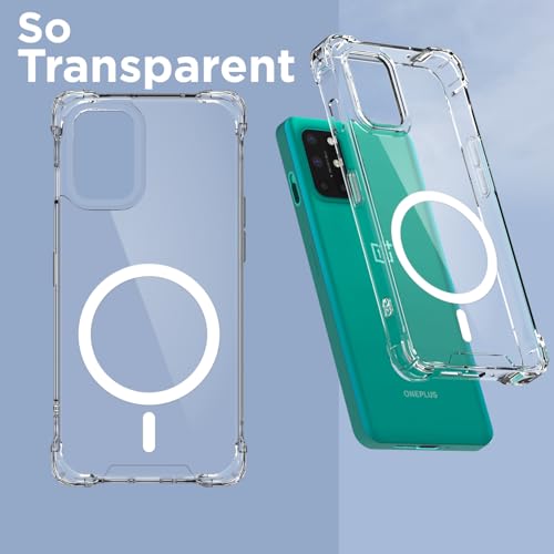 Image of Pikkme Back Cover for OnePlus 8T / 9R Mag-Safe Shockproof PC + TPU Protective Case Magnetic Support Bumper Case (Transparent Mag-Safe)