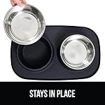 GORILLA GRIP Dog Bowl Set with Slip Resistant Silicone Feeding Mat, Food Grade 304 Stainless Steel Bowls, BPA Free, High Edge Spill Containment, Dishwasher Safe, Finger Notch Removal, 1 Cup, Black - Image 4