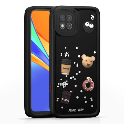 Image of Bintage Cute Fun Ball | Taddy Cartoon 3D Smiley Coffee Cup | Milk Donut | Full Protection Rubber Back Cover Compatible for Itel S665L / Itel S23 - Black