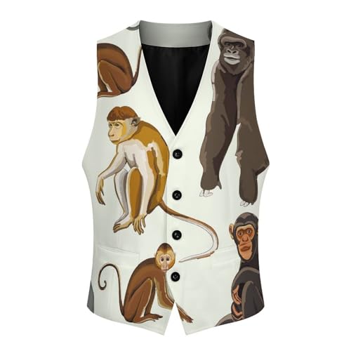 Types of Monkeys And Gorillas Men's Suit Vest Slim Fit V-Ncek Waistcoat Business Casual Vest4