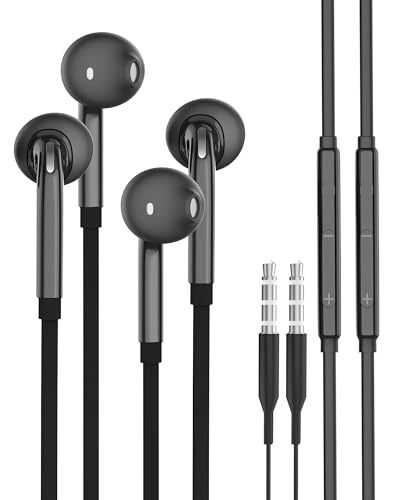 Cuffie 3.5mm filo2pack phone Aux Audio Jack compatibile per Samsung Galaxy Smartphone PC Musica Cablate pod Microfono Auricolare InEar Cuffiette Cavo Stereo Gaming Auricolari Running cuffie