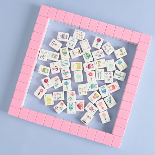 Set de Mahjong Americano Grabado Rosa con Bolsa miniatura 7