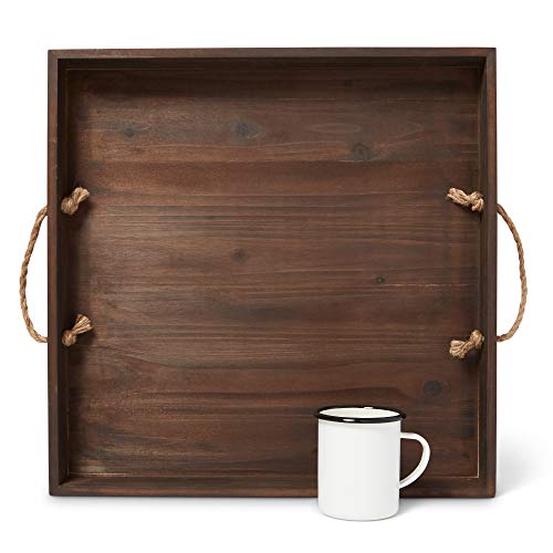 19 x 19 Large Rustic Wooden Serving Tray Distressed Wood Ottoman Tray