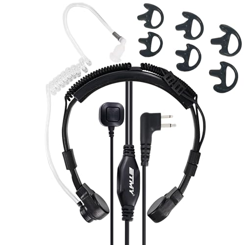 ETMY Throat Mic Tactical Headset Neck Microphone,M Connector Compatible with Motorola 2-Pin Radios, Air Tube Earpiece for Clear Audio in Outdoor, Construction, Security
