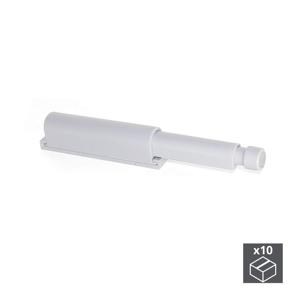 Emuca - Sistema push para puerta de mueble con pistón amortiguador, gris, Set de 10 piezas