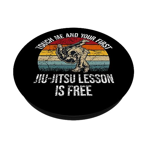 Touch Me And Your First Jiu-Jitsu Lesson Brazilian BJJ MMA PopSockets Swappable PopGrip, Black - Image 2
