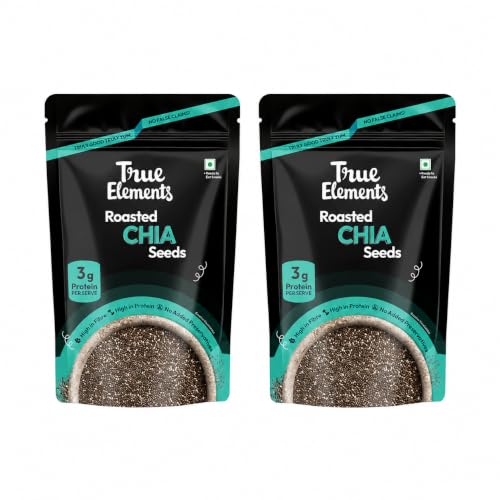 Image of True Elements Roasted Chia Seeds 125g Pack of 2 | Rich in Protein, Fiber & Omega-3 | Healthy Superfood Seeds for Weight Management & Daily Nutrition