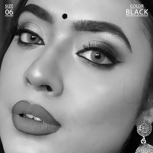 Image of PERPAA Premium Velvet Sticker Kumkum Bindi Box of 15 Flaps - Pottu for Women,Ladies, Girls (Size 6, Diameter 5mm, Black)
