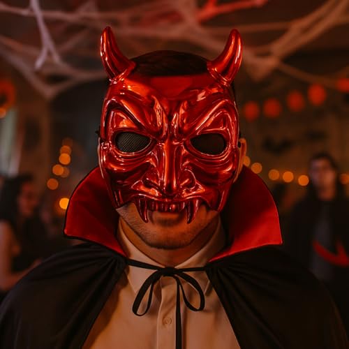 Image of Wanna Party Scary Halloween Mask - Broken Jaw Creepy Horror for Adult Halloween Cosplay Costumes- Red