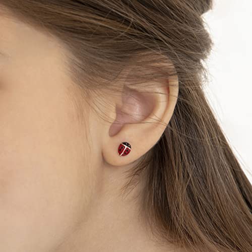 925 Sterling Silver Children's 7mm Enamel Red Ladybug Screw Back Locking Earrings, Excellent for Toddlers & Young Girls- Laby Bug Lover Kids3