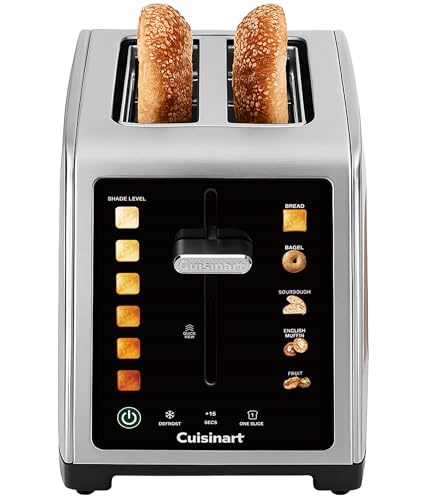 Cuisinart SimpliTouch XL Grille-pain à 2 tranches à écran tactile couleur | Fentes extra larges | Écran tactile couleur | QuickView à levage élevé | Préréglages...