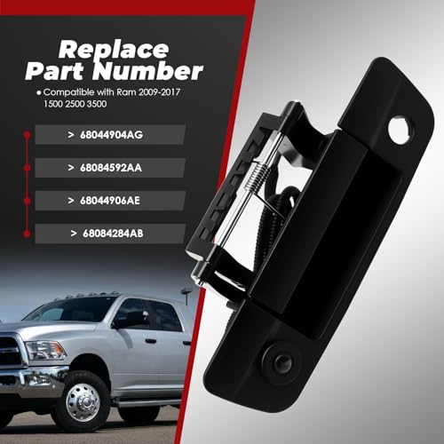 Image of Nakkaa Tailgate Handle Backup Camera Compatible with Ram 1500 2500 3500 2009-2017 Rear View Camera 68197873AA 68084284AB