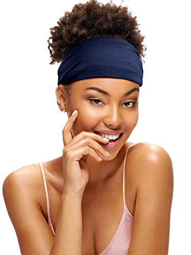 WILLBOND 8 Pcs Wide Twist Headband for Women Non Slip Stretchy Hairband Elastic Knotted Turban Hair Bands Solid Color Headwrap for Women Yoga Workout Running Hair Accessory